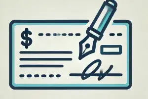 DALLE-2025-01-02-172107-A-minimalist-icon-for-a-bank-cheque-featuring-a-rectangular-outline-to-represent-the-cheques-shape-with-a-stylized-pen-writing-on-the-surface-The-